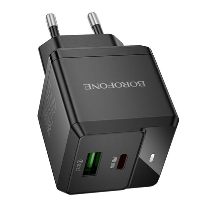 Adapter ''Borofone BN19 Intenso GaN'' - USB + USB-C, PD, 20W, QC 3.0, 3A
