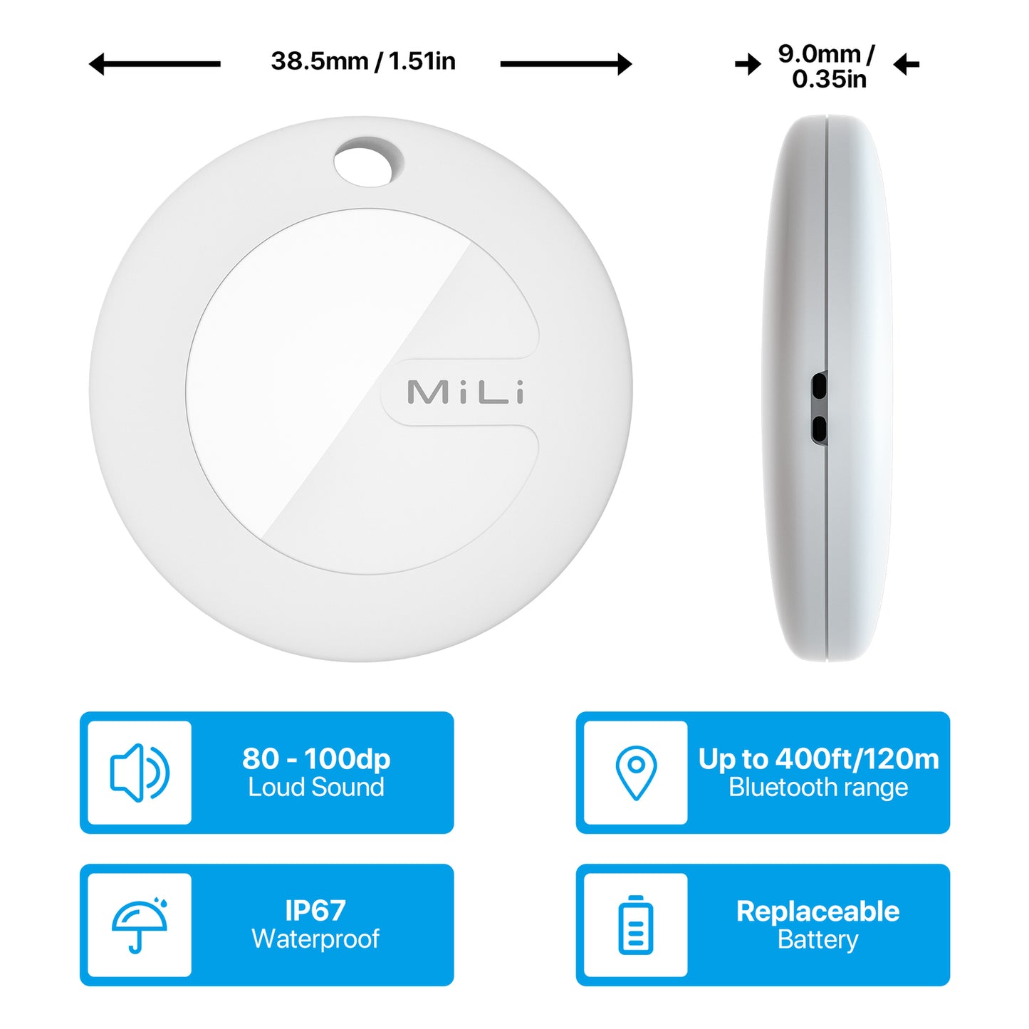 Tracker ''MiLi GPS Bluetooth MiTag'' za Android + obesek za ključe