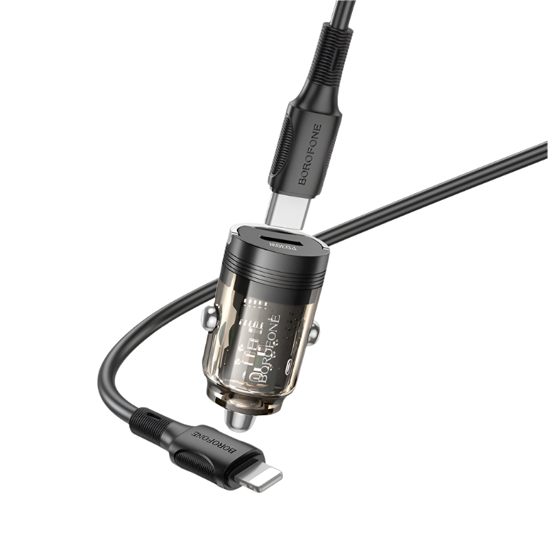 Avtopolnilec ''Borofone BZ29B'' - 2xType C - PD 36W 3A s Type C na Lightning kabel