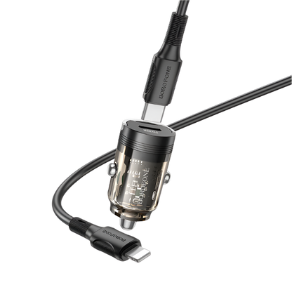 Avtopolnilec ''Borofone BZ29B'' - 2xType C - PD 36W 3A s Type C na Lightning kabel