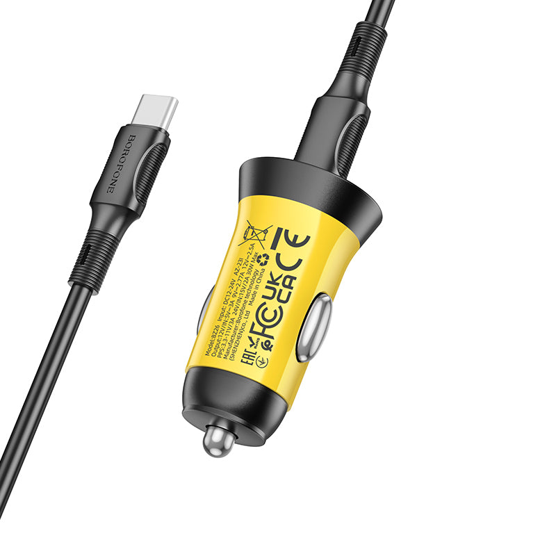 Avtopolnilec ''Borofone BZ26 Seacher'' Type C - PD 30W 3A s kablom Type C na C