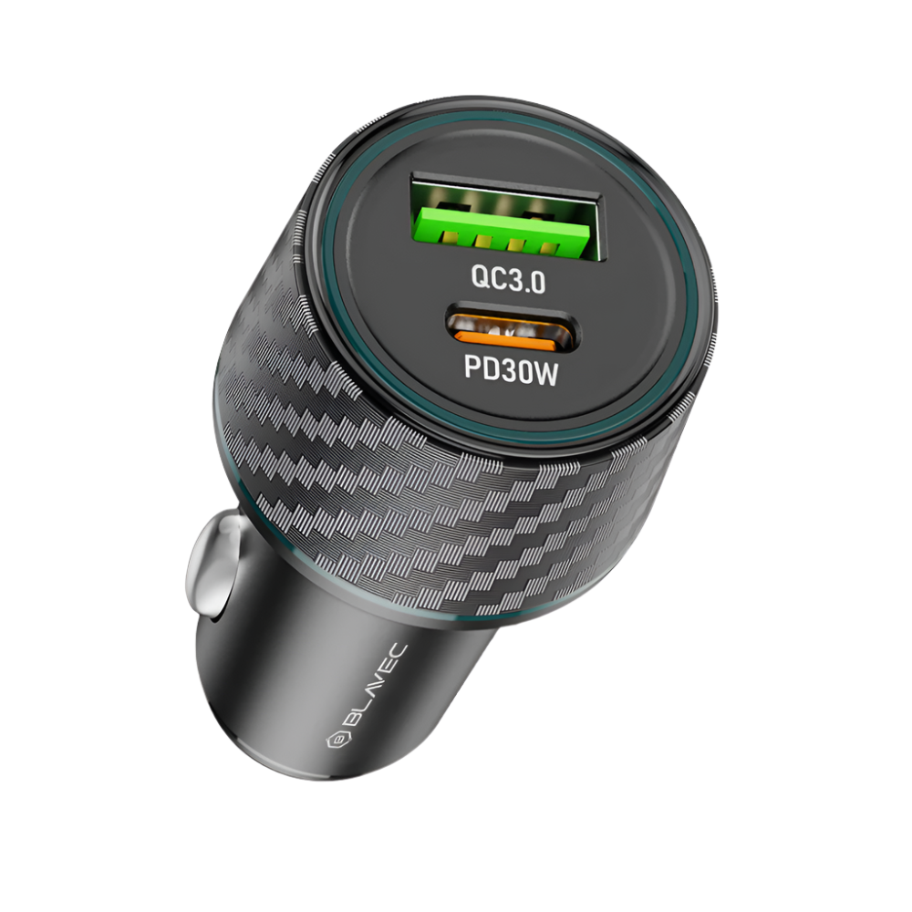 Avto polnilec USB + Type C 48W 3A – Borofone – Črna