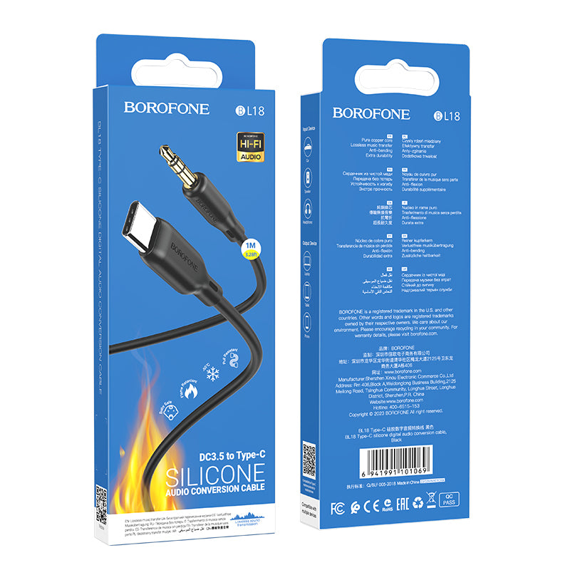 Kabel 3.5 mm Jack v USB C, 1m – Borofone