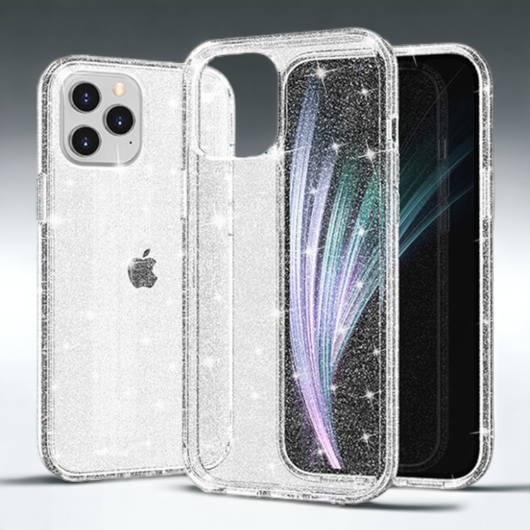 Silikonski ovitek "Crystal Glitter" za iPhone 14 Pro - Srebrna
