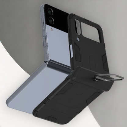 Silikonski ovitek "ring" za Samsung Galaxy Z Flip 4 - Črna – Techsuit – Črna / PC + TPU silikon