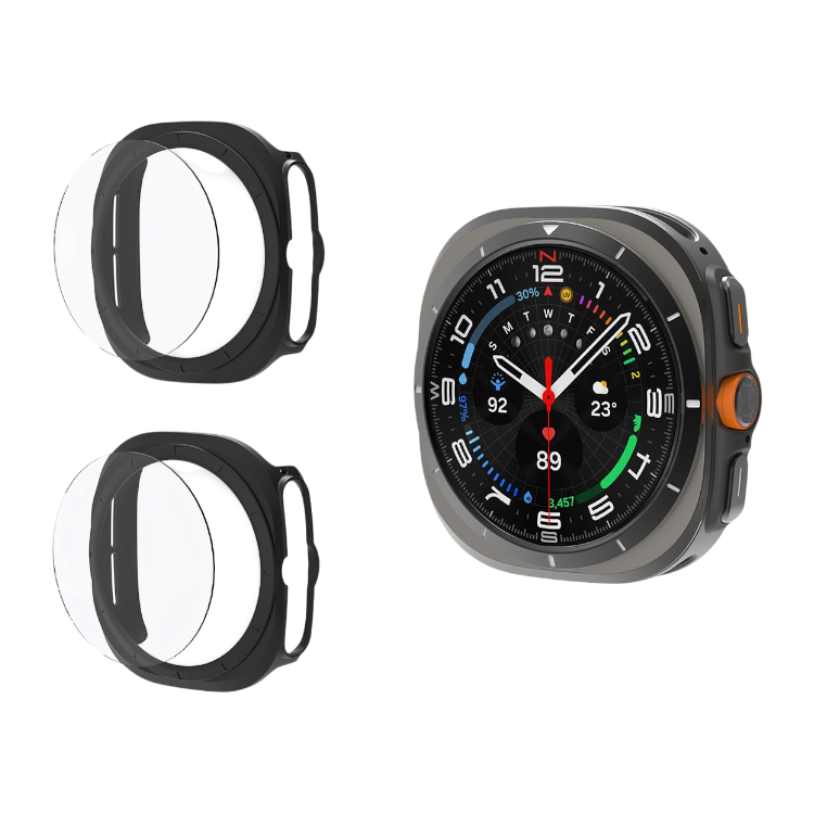 Zaščitno steklo + zaščitni ovitek za pametno uro "Aimtel" Samsung Galaxy Watch Ultra (2+2) – crna