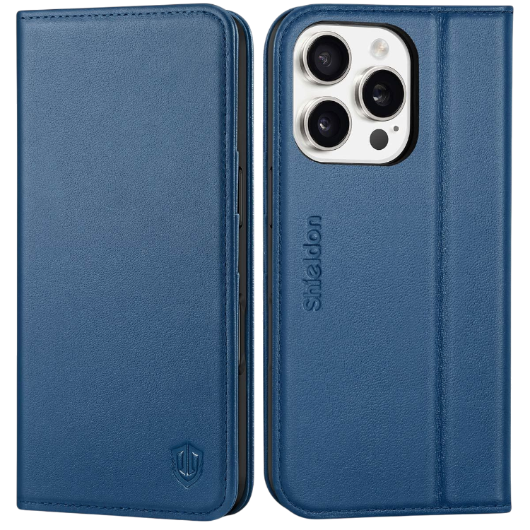 Preklopna torbica "SHIELDON" iPhone 16 Pro – Infostyle – Modra