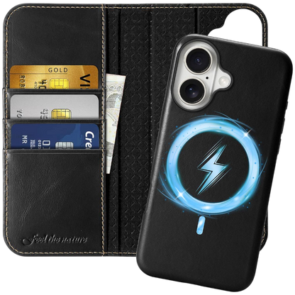 Preklopna torbica + snemljiv ovitek"SHIELDON" iPhone 16 – crna