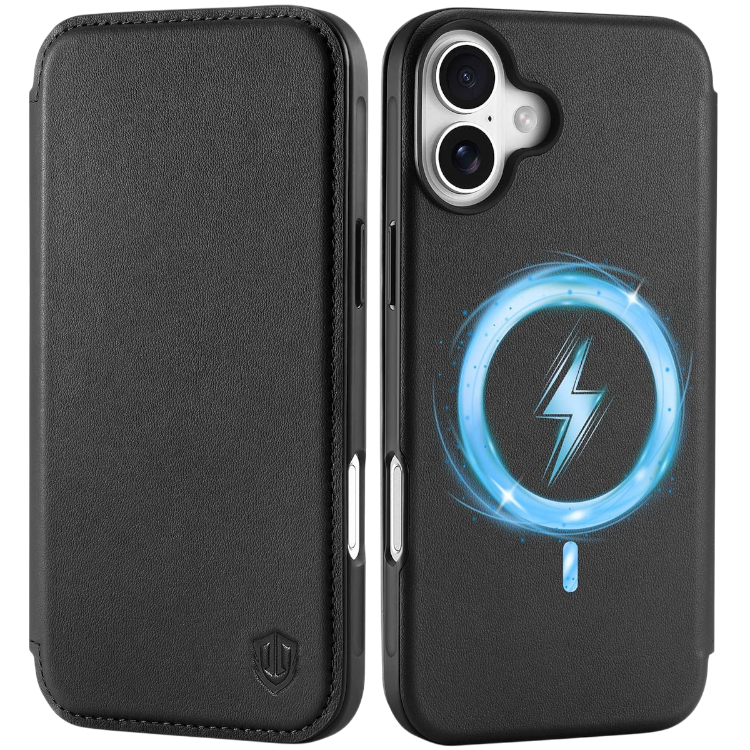 Preklopna torbica "SHIELDON" iPhone 16 – crna