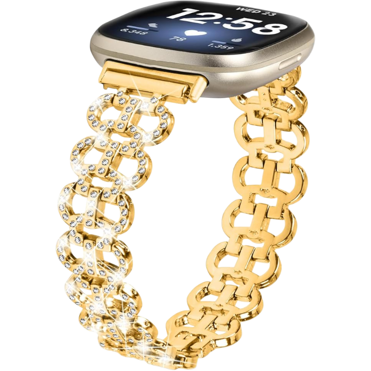 Bleščeči pašček za Fitbit Versa 4/Versa 3/Sense 2/Sense, zlata – Miimall – nan / nan