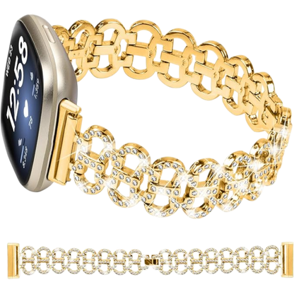 Bleščeči pašček za Fitbit Versa 4/Versa 3/Sense 2/Sense, zlata – Miimall – nan / nan / nan