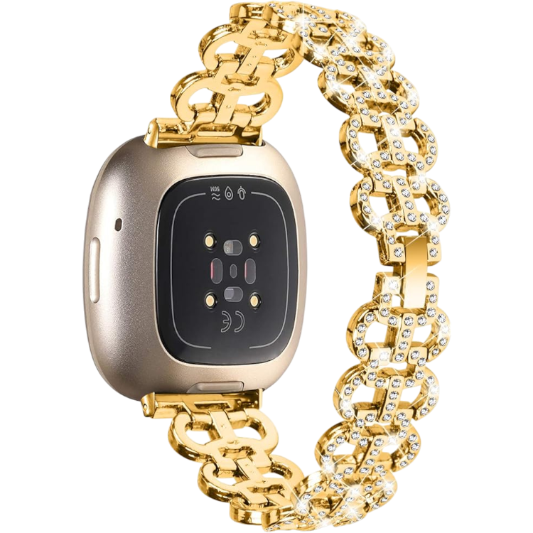 Bleščeči pašček za Fitbit Versa 4/Versa 3/Sense 2/Sense, zlata – Miimall