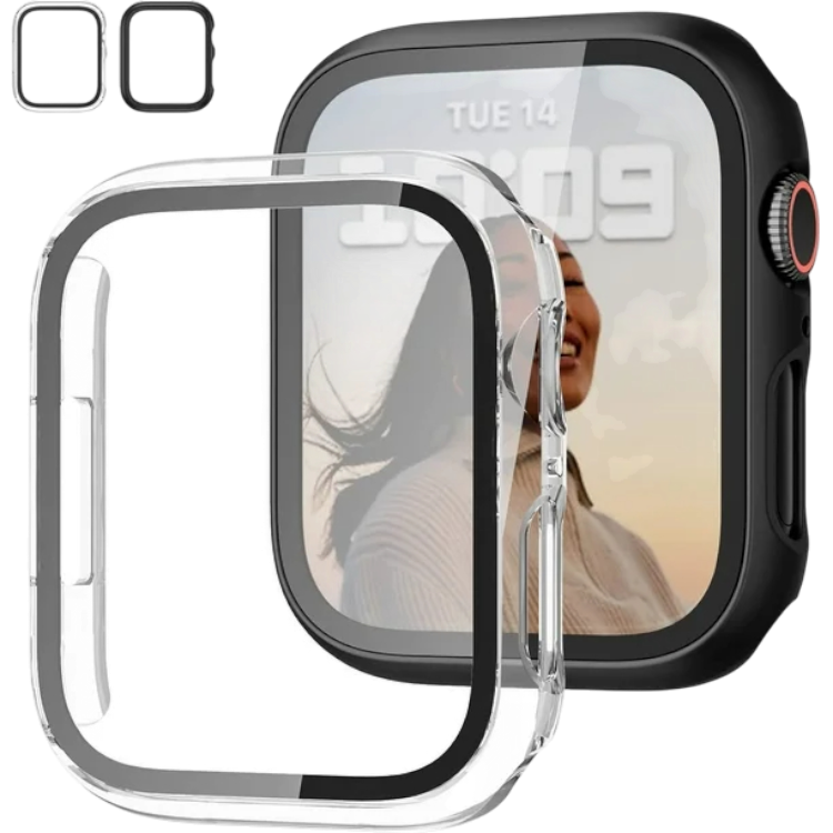 Zaščitni ovitek za Apple Watch 41mm Series 9/8/7 (prozoren+črn) – Infostyle
