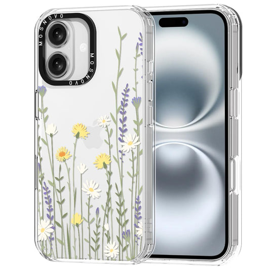 Ovitek MOSNOVO za iPhone 16 Plus Wild Meadow, naraven travni motiv z zaščito telefona pred praskami in udarci