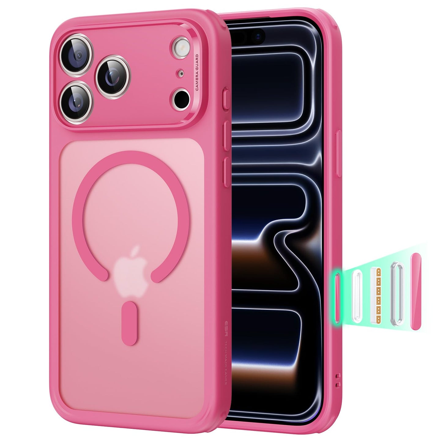 ESR magnetni ovitek iPhone 17 Pro mat roza MagSafe