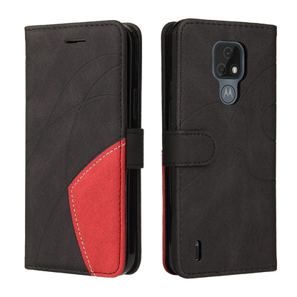 Preklopna torbica za Motorola Moto E7 iz umetnega usnja – črna
