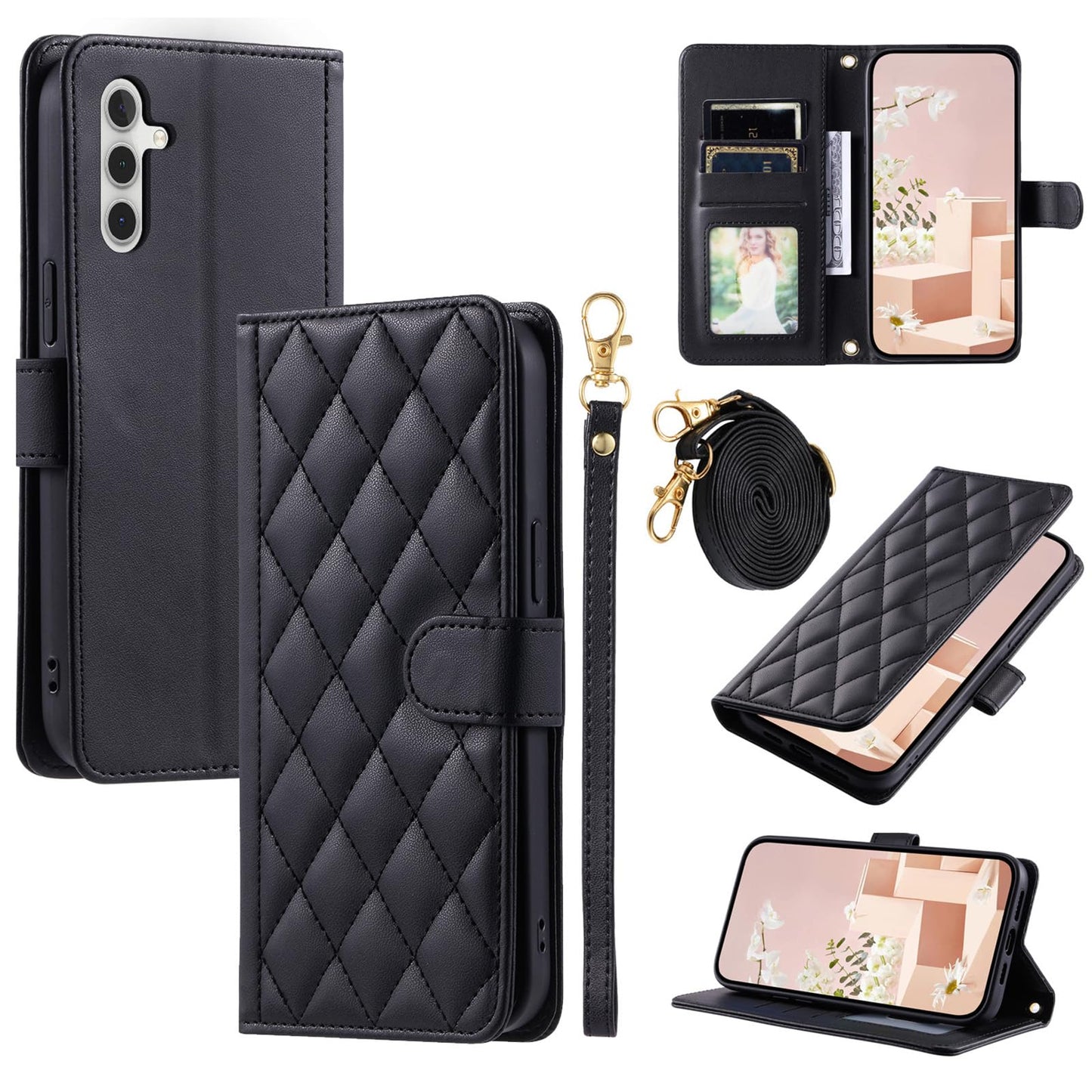 Preklopna torbica s paščkom za Samsung Galaxy S25 - črna: Mandala preklopna torbica s paščkom Samsung Galaxy S25 črna