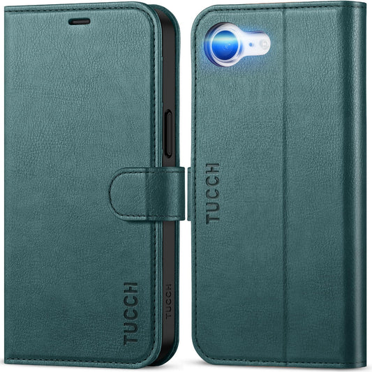 Preklopni ovitek TUCCH iPhone 16e modrozelen zašèitni etui