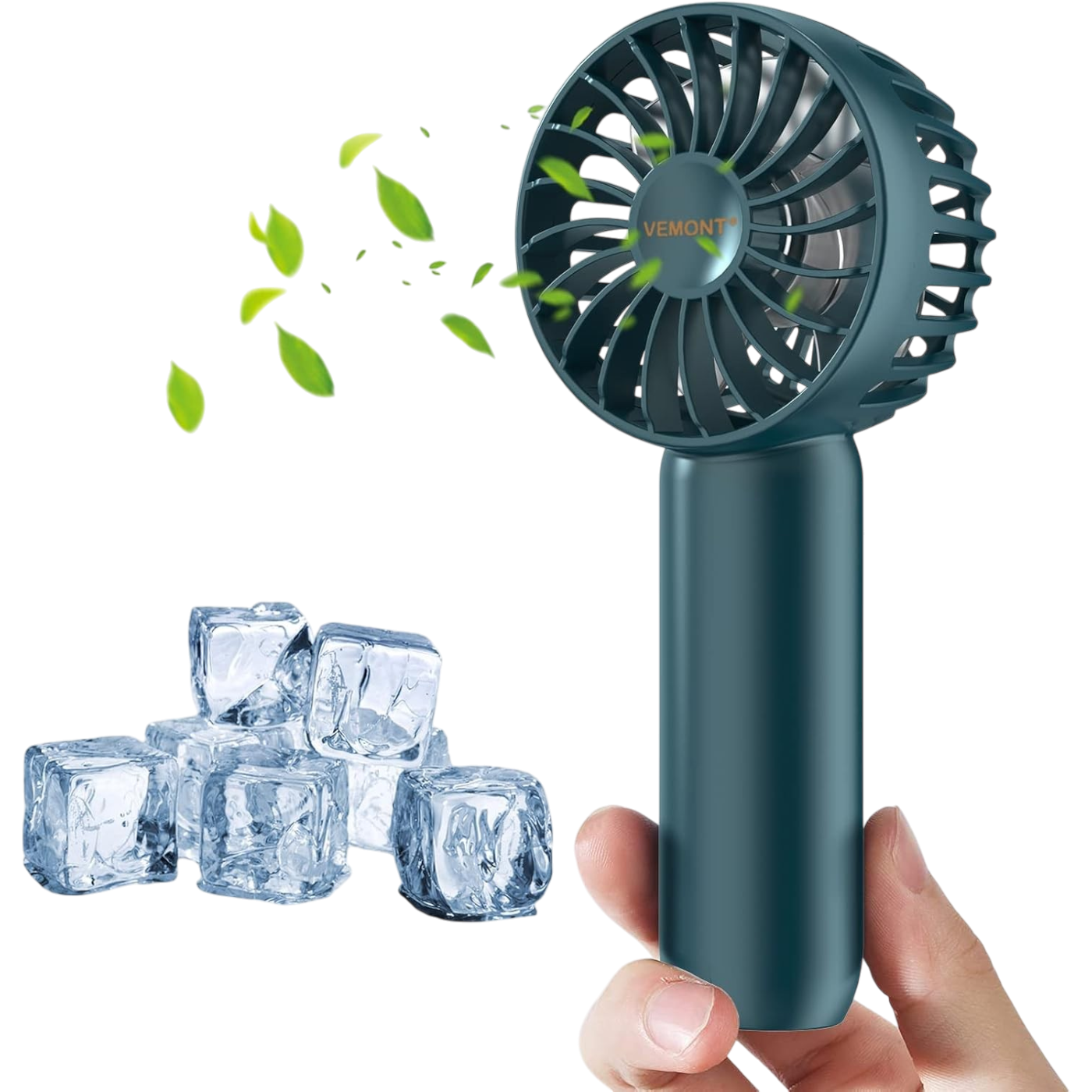 VEMONT mini prenosni ročni ventilator 2500 mAh 3 hitrosti temno zelena