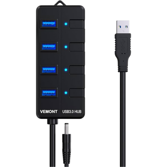 VEMONT USB 3.0 hub z napajalnikom večportni USB razdelilnik