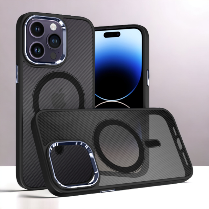 Ovitek "Magnetic Carbon - MagSafe" za iPhone 13 Pro – Tel Protect – Oranžna / PC + TPU silikon