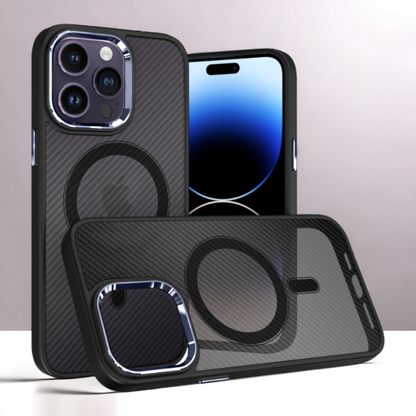 Ovitek "Magnetic Carbon - MagSafe" za iPhone 13 Pro – Tel Protect – Oranžna / PC + TPU silikon