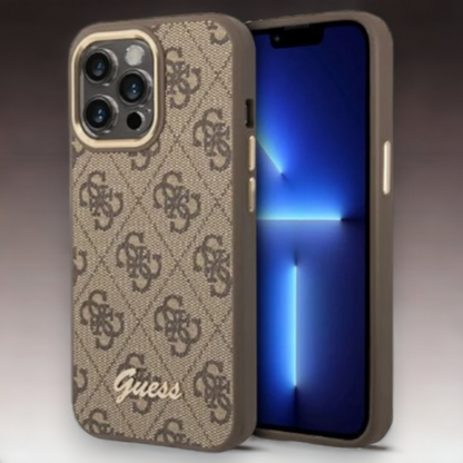 Ovitek Guess "Vintage brown" za iPhone 14 Pro (GUHCP14LHG4SHW) – Rjava / PC + TPU silikon
