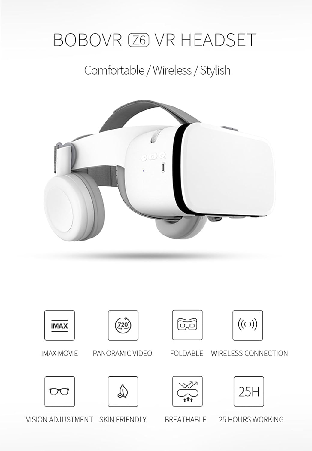 VR očala za pametne telefone – zložljiva, bela