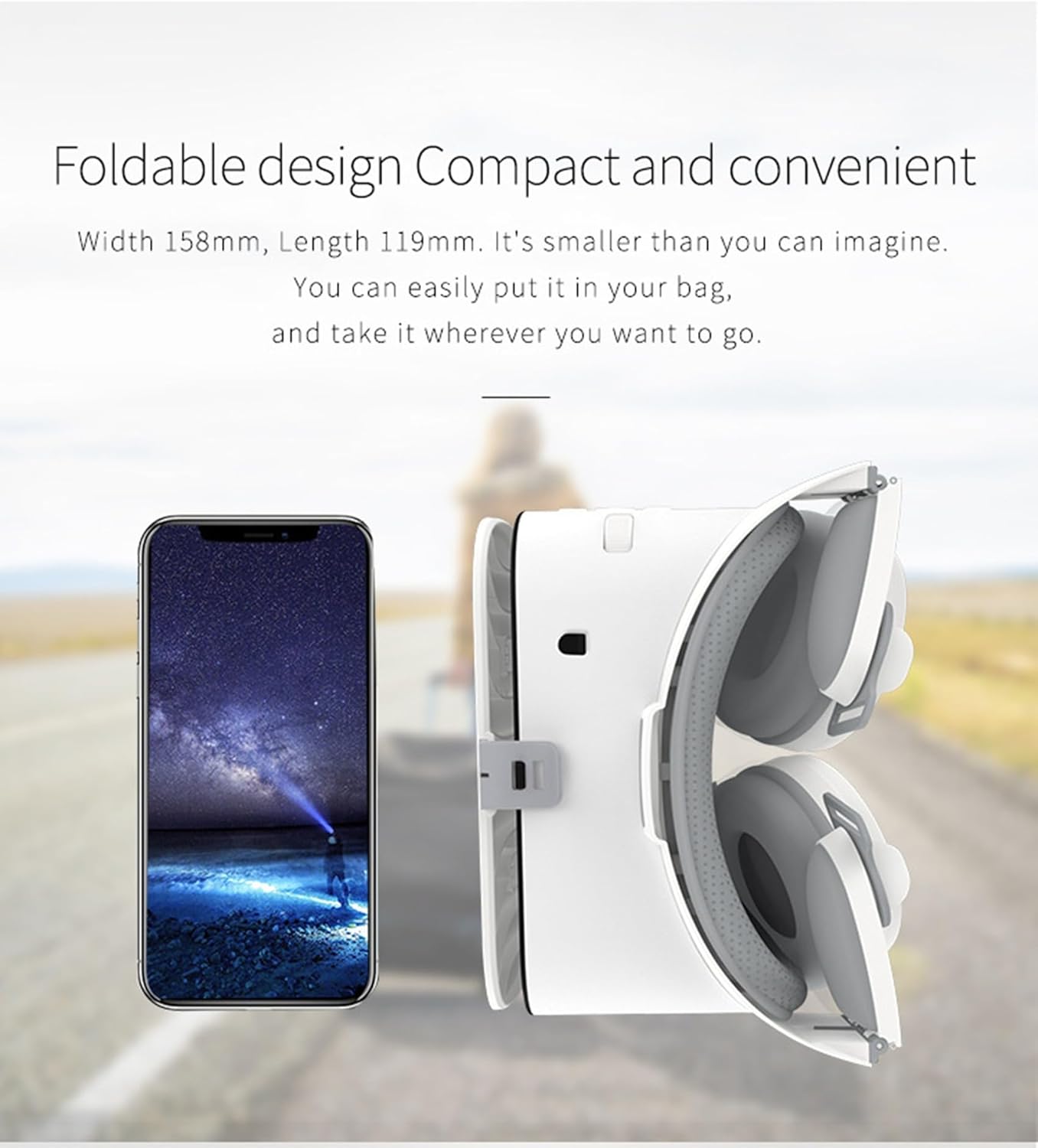 VR očala za pametne telefone – zložljiva, bela