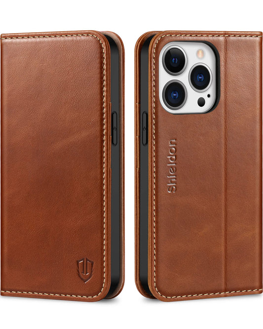 Preklopna torbica SHIELDON iPhone 13 Pro retro rjava