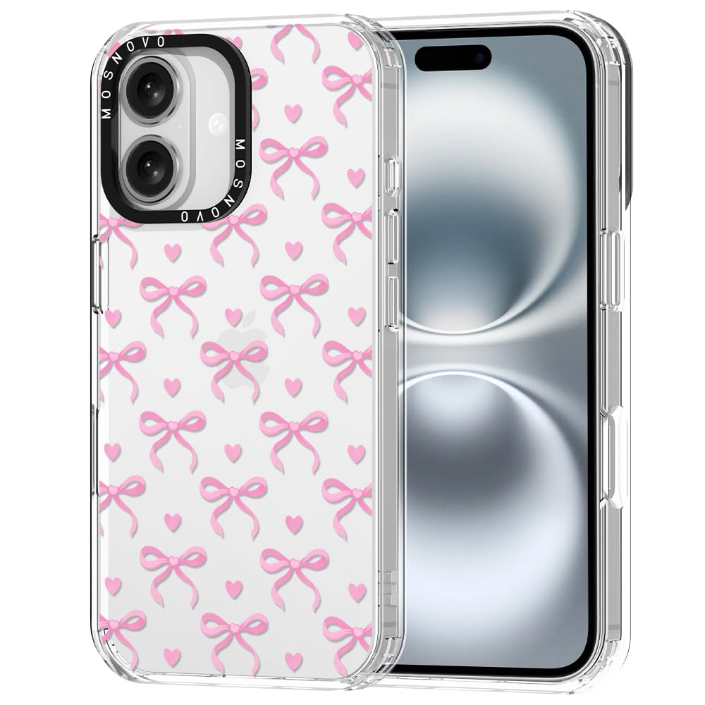Ovitek MOSNOVO za iPhone 16 Bowtiful Love, ljubek motiv pentelj z robustno zaščito telefona