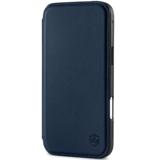 SHIELDON-usnjen-ovitek-denarnica-za-iPhone-17-Pro-brezžično-polnjenje-temno-modra:SHIELDON usnjen ovitek denarnica za iPhone 17 Pro , brezžično polnjenje - temno modra