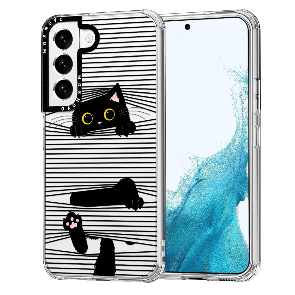 Ovitek MOSNOVO za Samsung Galaxy S22 Plus Black Cat, eleganten črni mačji motiv z zaščito telefona