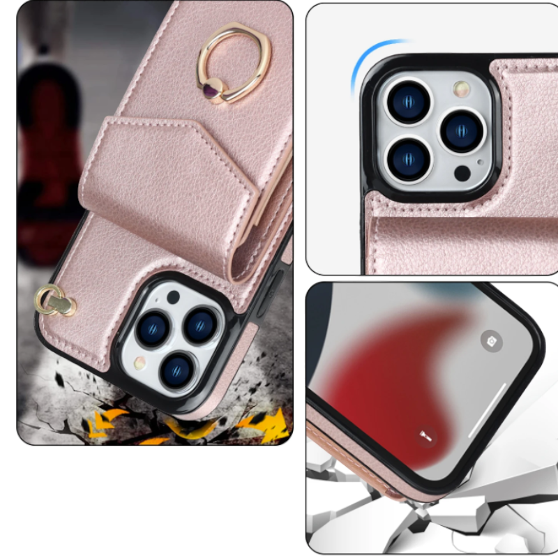 Večfunkcijski Silikonski ovitek "Wallet-Ring" za iPhone 14 Pro Max – Infostyle