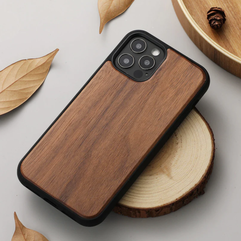 Ovitek "Wood" za iPhone 14 – Infostyle – Temno rjava / PC + TPU silikon