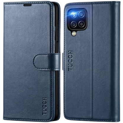 Preklopna torbica "TUCCH" Samsung Galaxy A12/M12 – Infostyle – Temno modra