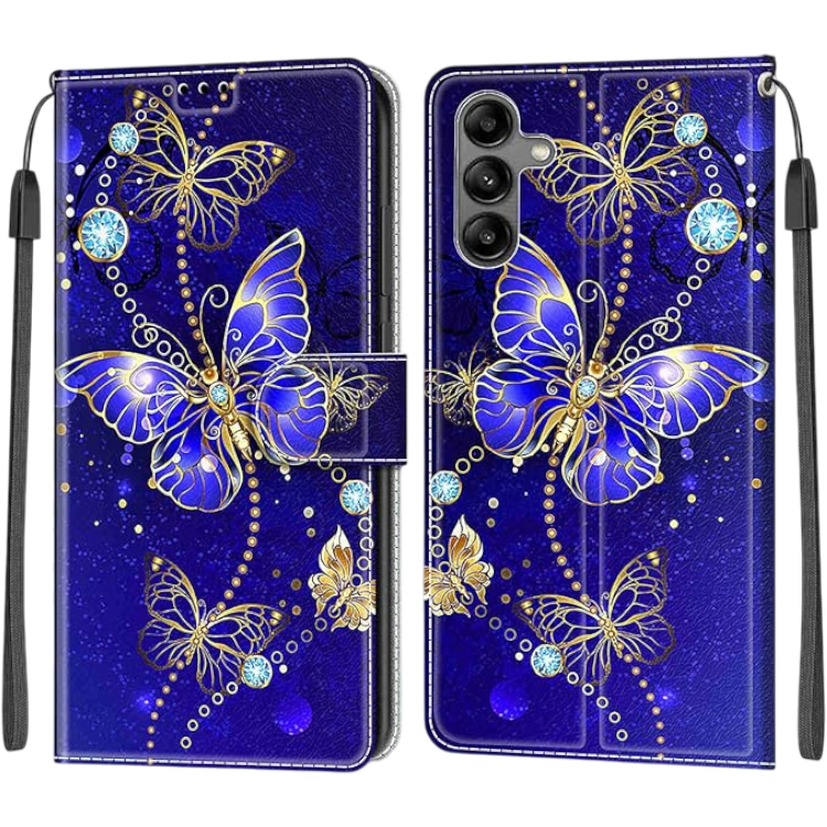 Preklopna torbica "Butterfly" za Samsung Galaxy A14 – HopMore – Modra