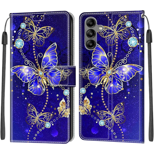 Preklopna torbica "Butterfly" za Samsung Galaxy A14 – HopMore – Modra