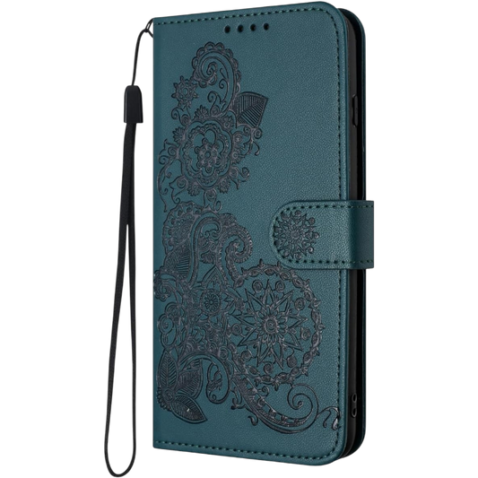Preklopna torbica "flower" za Samsung Galaxy A41, temno zelena – Infostyle – Temno zelena