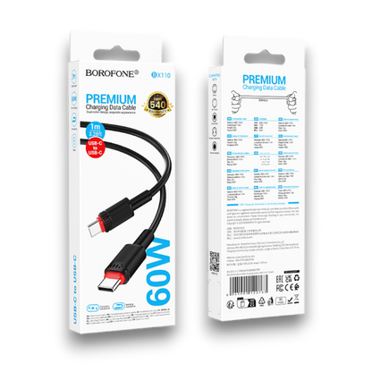Polnilni kabel "Borofone BX110" USB-C v USB-C 60W 3A 1m