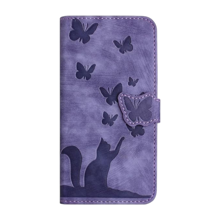 Preklopna torbica "cat butterfly" za Xiaomi 12 4G/5G, vijolična – Yiscase – Vijolična