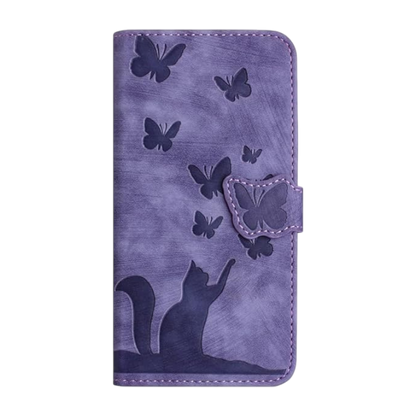 Preklopna torbica "cat butterfly" za Xiaomi 12 4G/5G, vijolična – Yiscase – Vijolična
