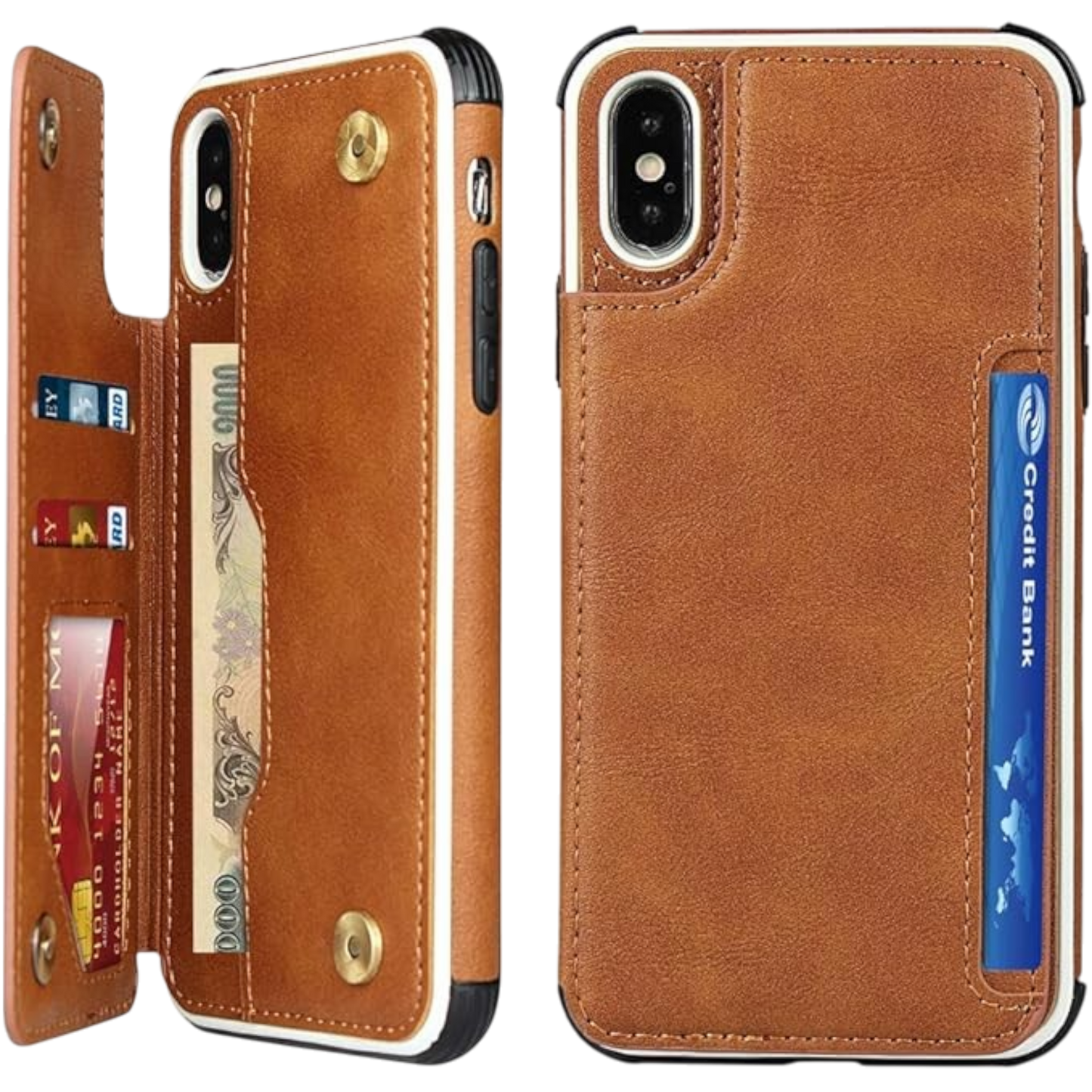 Ovitek "leather card wallet" za iPhone X/XS – Infostyle – Rjava