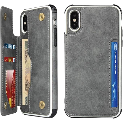 Ovitek "leather card wallet" za iPhone X/XS – Infostyle – Siva