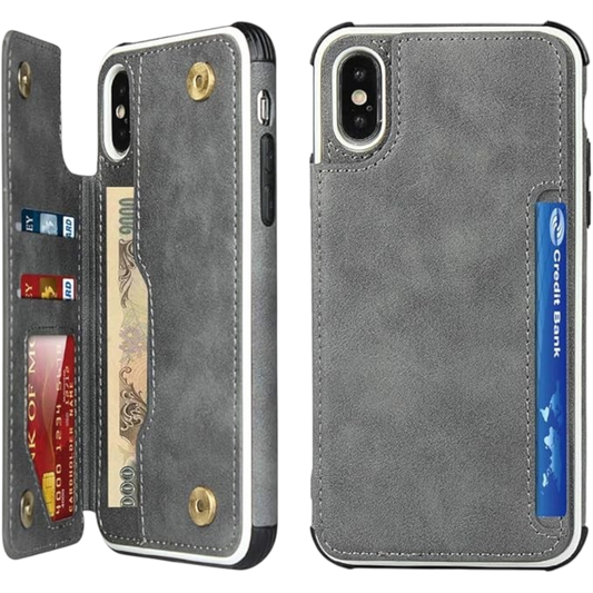 Ovitek "leather card wallet" za iPhone X/XS – Infostyle – Siva