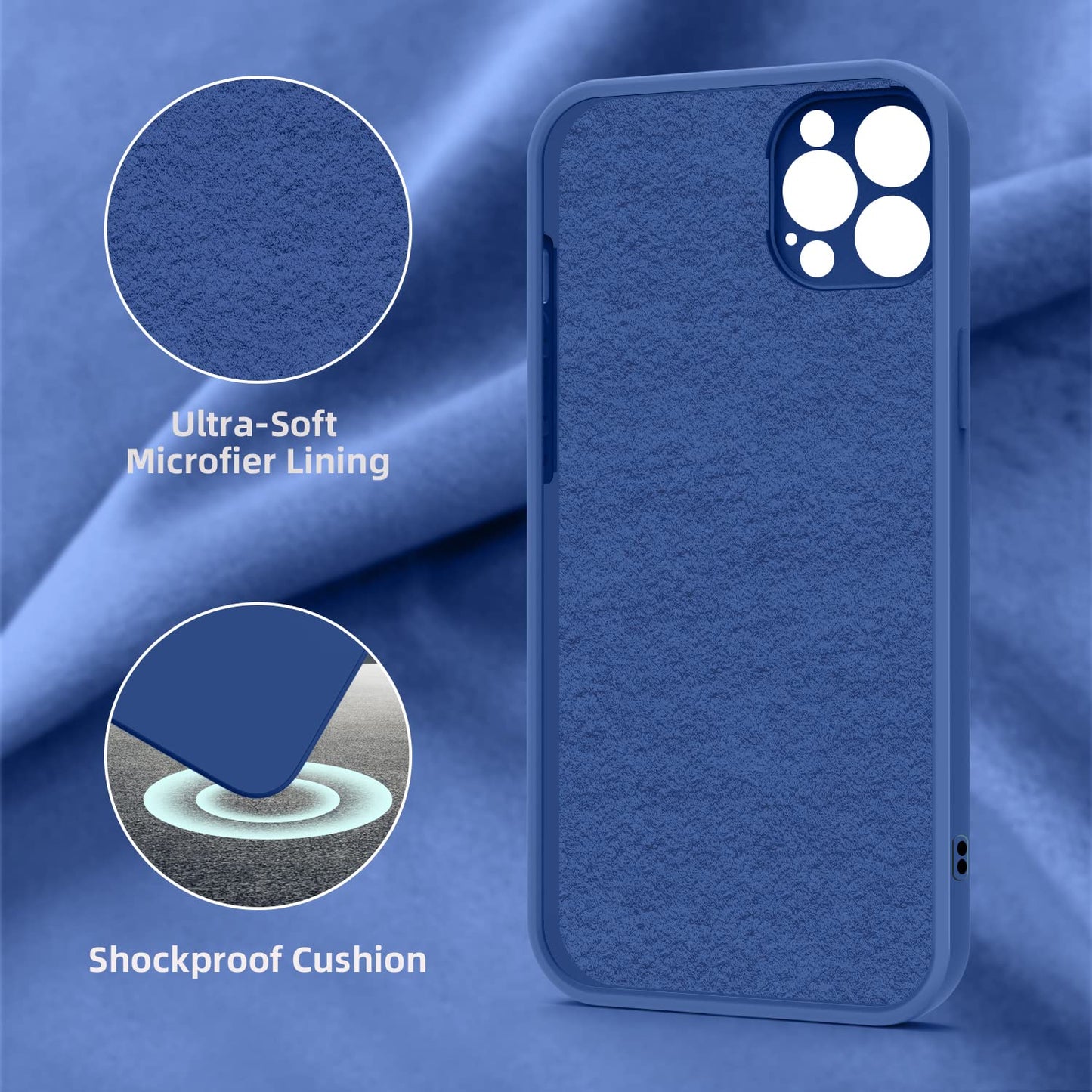 ElestBela Silicone Case for iPhone 14 Pro – Ultra Thin Protective Case with Microfiber (Royal Blue)
