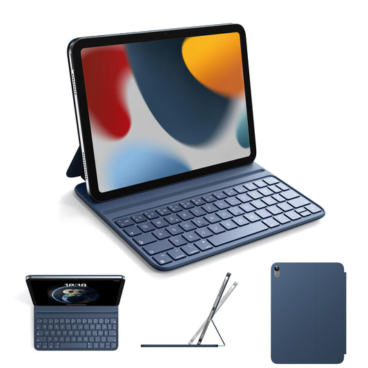 HOU tipkovnica ovitek za iPad 10 generacije 2022 modra Bluetooth QWERTY tipkovnica zaščitni ovitek za tablico