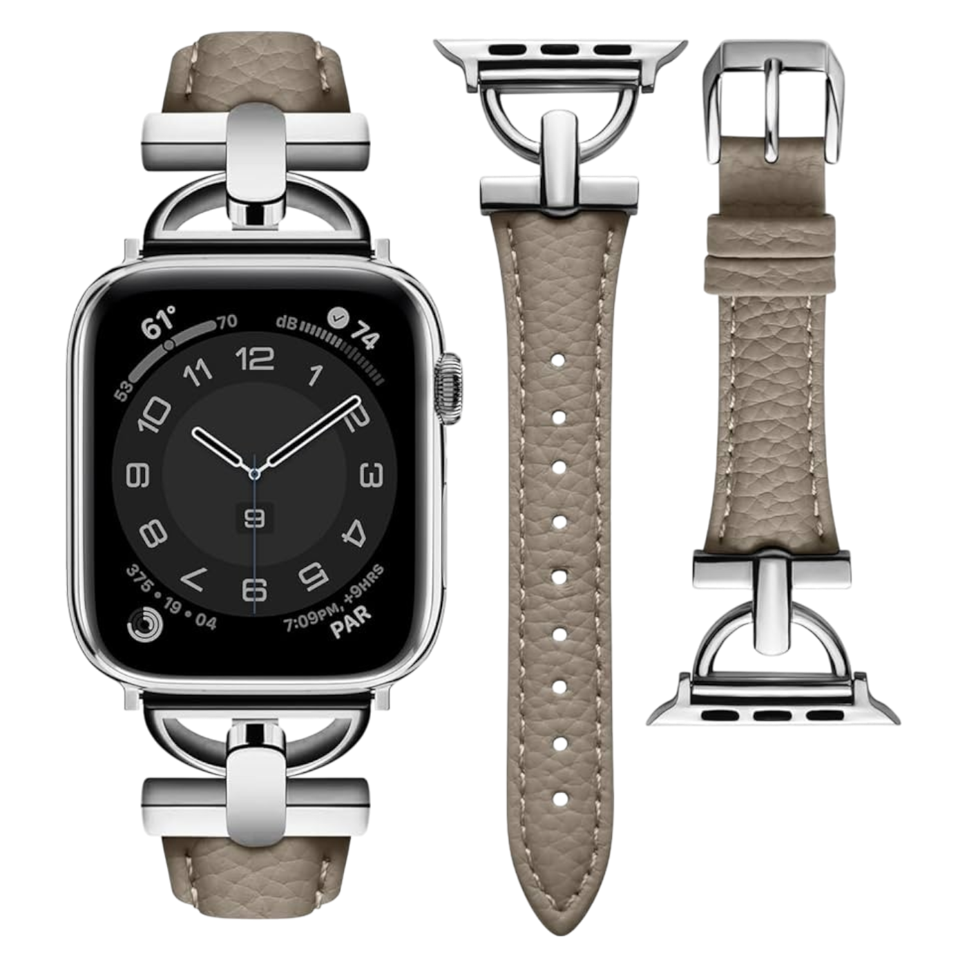 WUTWUK usnjen pašček za Apple Watch 41 40 38 mm ženski bež