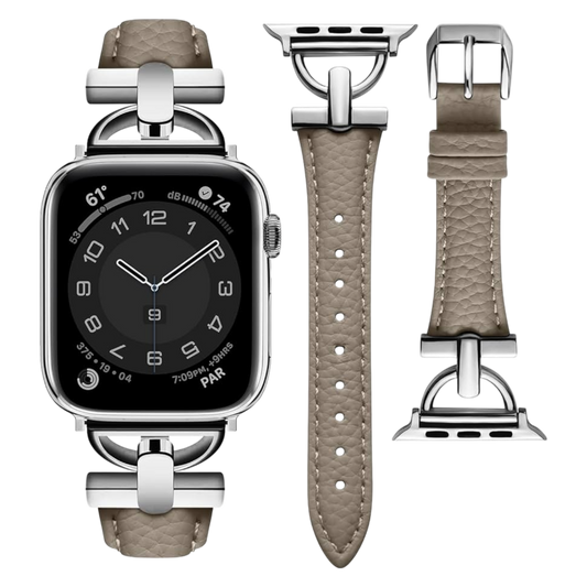 WUTWUK usnjen pašček za Apple Watch 41 40 38 mm ženski bež