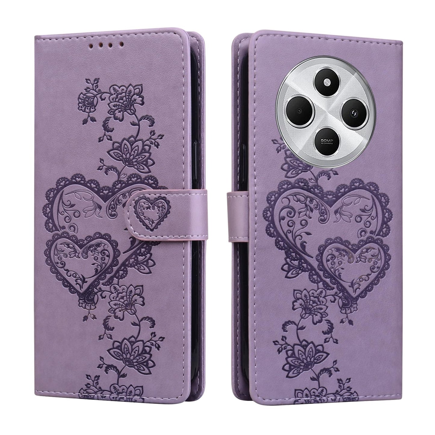 Preklopni-ovitek-za-Xiaomi-Redmi-14C-vijolično-srce:Preklopni ovitek za Xiaomi Redmi 14C – vijolično srce